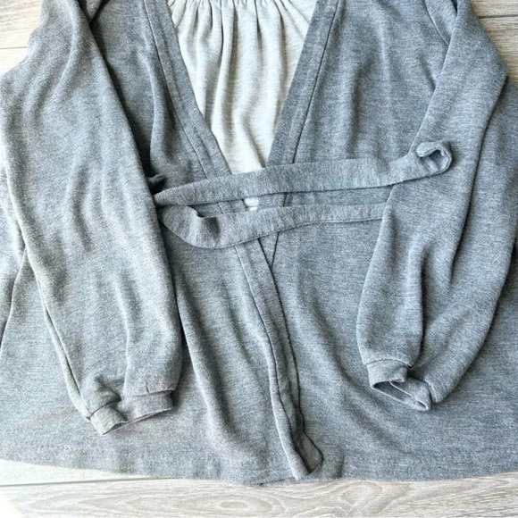 Club Monaco Tie Front Draped French Terry Cardigan - Picture 9 of 13